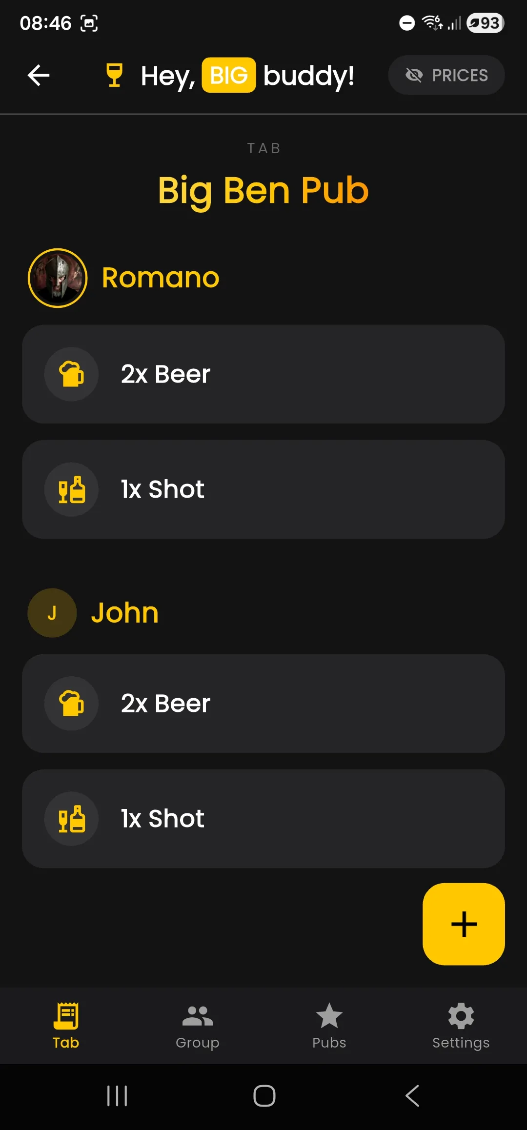 Assigning items to people at the table