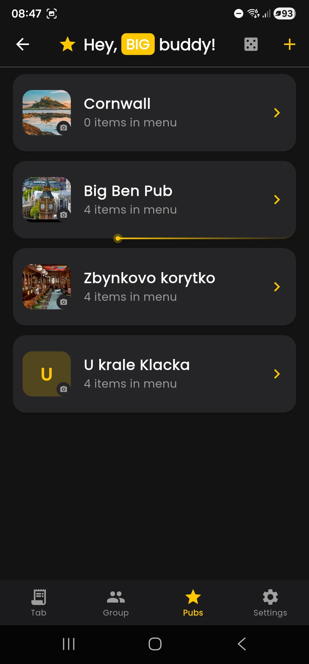 Session history view