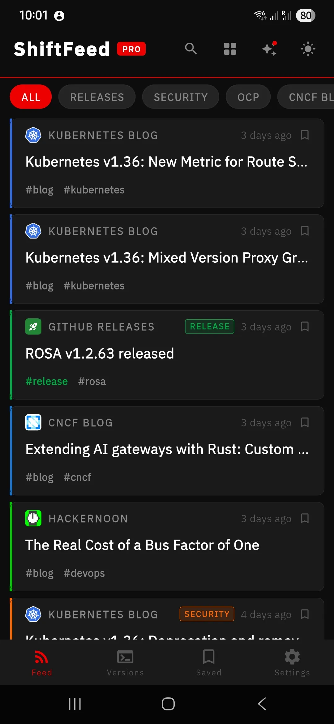 Today's curated feed view